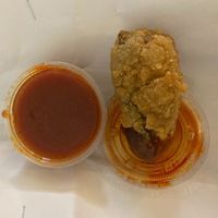Seitan wing and mild buffalo sauce at International Wings Factory in New York City