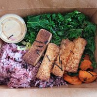 Togarashi Bowl. The sauce is soo good. at Liberation Kitchen in Chicago