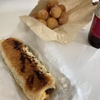 Sausage roll & donut holes  at Liberation Kitchen in Chicago
