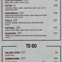 Menu Aug 25 at Wazzup Falafel in Northcote