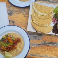 Jackfruit avocado tacos and quesadillas (all vegan) at Chico Malo in Hamburg