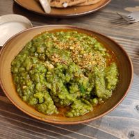 Kedegree / kitchari, a kind of mildly spiced porridge, if you think of it like that you're not far off at Keep Chaating in London