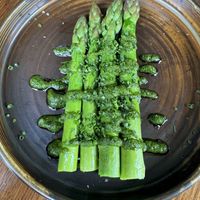 Asparagus with wild garlic  at Beckford Bottle Shop in Bath