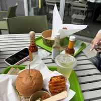 American style burger with fries. Broccoli and some other side dish included but I did not eat it and finding that the broccoli was completely cold.  at Falafel Brothers - Harajuku in Tokyo