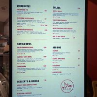 Menu at Kayma Algerian Eatery in San Francisco