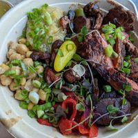 Close up bowl with lion's mane at Kayma Algerian Eatery in San Francisco
