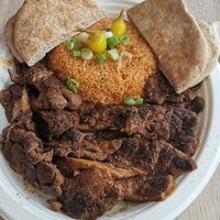 Lion's mane plate with couscous at Kayma Algerian Eatery in San Francisco