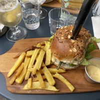 Vegan burger and home made limonade  at L'Essentiel  in Clichy