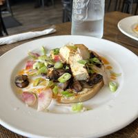 Vegan mushroom toast with silken tofu “egg"  at The Vine in Peterborough