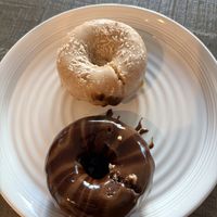 French toast donut and chocolate donut   at Parlor Doughnuts in Panama City Beach