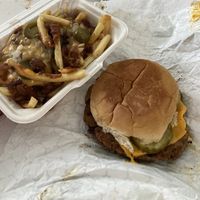 Drive In Burger and Chili Cheese Fries  at Ruby D's Burger Joint in Tulsa