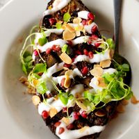 Roasted Eggplant dish for lunch at The Edge Restaurant in Montville