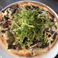 Fungi blanco vegan pizza  at The Edge Restaurant in Montville