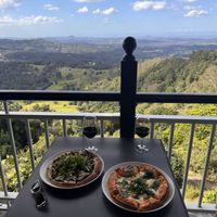 The beautiful view. (Other pizza is vegetarian margarita)   at The Edge Restaurant in Montville
