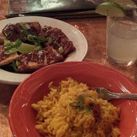 Side of yellow rice and BBQ tofu at Alto Cinco in Syracuse