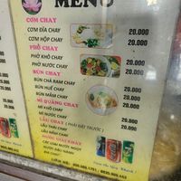 Menu at Quán Chay Thiên Bình in Cam Lam