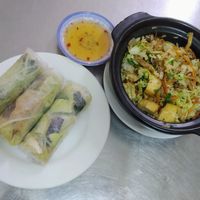 Fresh spring rolls and claypot rice at Halo in Ho Chi Minh City