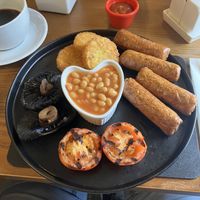 Vegan breakfast with accidental extra sausage!   at The Fountain Inn in Swansea