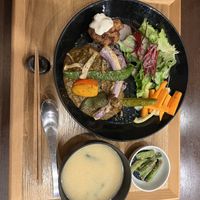 This is the curry dish, added on vegan seitan (“gluten meat”) for 300¥  at Komaki Shokudo in Tokyo