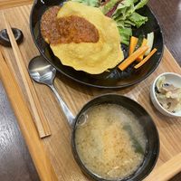 Chick pea omelette, brown rice and miso soup  at Komaki Shokudo in Tokyo