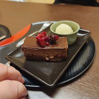 Chocolate cake at Komaki Shokudo in Tokyo