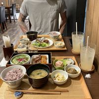 Karaage set and katsu set  at Komaki Shokudo in Tokyo
