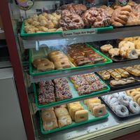 Vegan trays are green at Donut Land in Tualatin