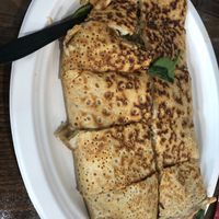 Savory Italian crepe with vegan cheese at Crepes Bistro in Santa Clara