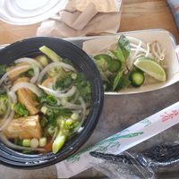 Vegan Pho and garnish at Han's Banh Mi & Pho in Nashville