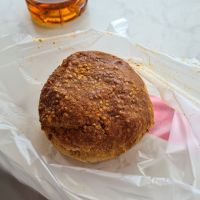 Soy flour "ball" with sweet red bean filling. Very good! at LUCKY BAKERY in Hiroshima