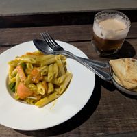 Kürbis-Nudeln und Tofu at The Trio Bar in Nong Khiaw