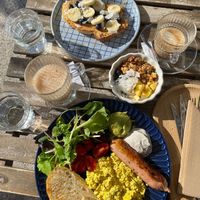 Big ass breakfast (14€) and peanut toast (7€) at Piccola Cafe in Ljubljana