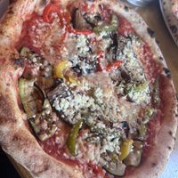 Vegetable pizza with vegan cheese   at Sano in Glasgow