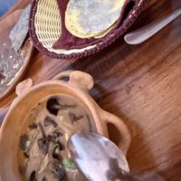 Mushroom mole with fresh tortillas   at Levadura De Olla in Oaxaca