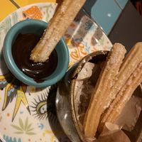 Churros vegan but not the chocolate sauce!  at Enchilada in Cologne