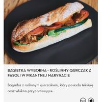 Baguette sandwich with vegan chicken   at Green Caffè Nero in Krakow