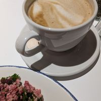 Oat milk latte at LHR - Spuntino - T3 in West London