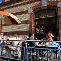 Outdoor seating at Kornsilo in Zurich