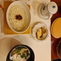 Rice with soup and pickled vegetables at Umenohana Dazaifu Villa Shizen-an in Fukuoka