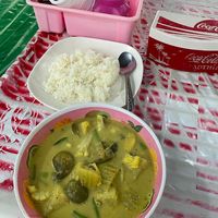green curry only veggies   at Khanomchin Che Kai - Food Stall in Koh Samui