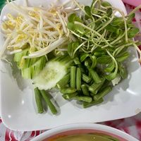 free sprouts and greens  at Khanomchin Che Kai - Food Stall in Koh Samui