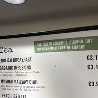 No charge for dairy-free milk  at LIS - SOHO Coffee - T1 in Lisbon