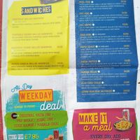 Photo of SKVP menu showing sandwiches, chaat and meal deals. at Shree Krishna Vada Pav in Leicester