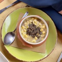 Veggie soup with potatoes and truffles   at La Casareccia in Avigliano Umbro