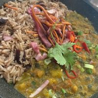 Chickpea and Callaloo curry with rice & pea   at Turtle Bay in Salford