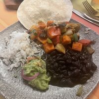 Veg fajitas with extra guacamole   at La Hacienda in Lanzarote