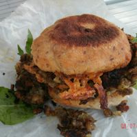 DOUBLE hamburger ...  think happy meal size at Shimmy Shack in Plymouth