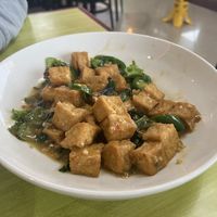 Wok tossed tofu with garlic sauce  at Bistro B in Dallas