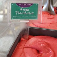 Helado sin lactosa de Fresa y Frambuesa at Pipazze Gelato in Malaga