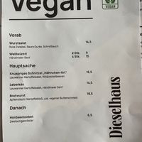 Vegan menu  at Dieselhaus in Berlin